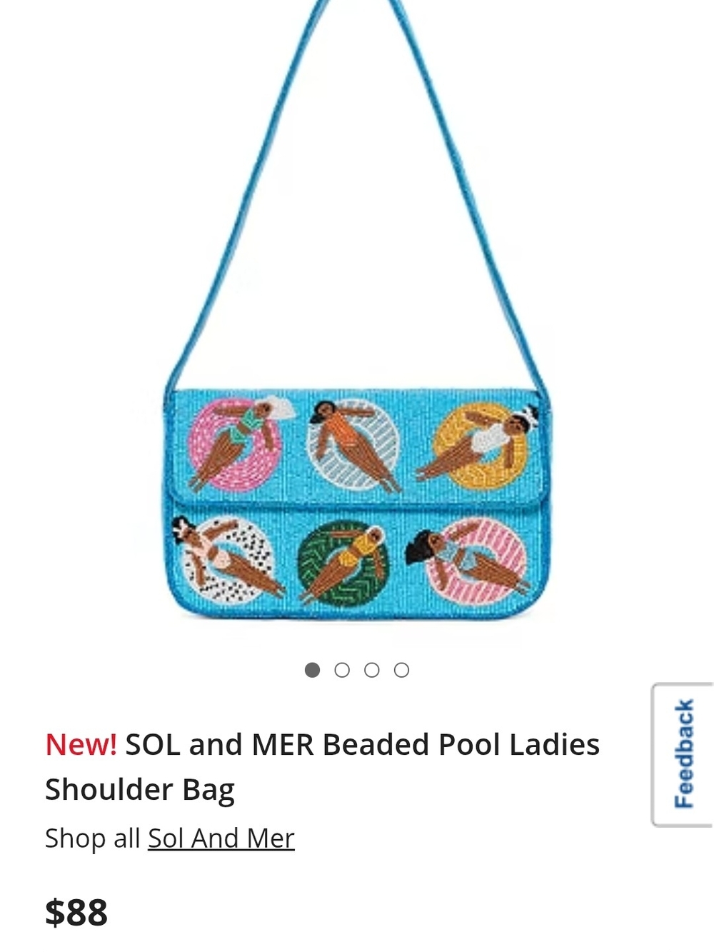 Sol and Mer Blue Beaded Pool Ladies Shoulder Bag